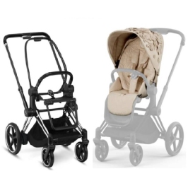 Cybex e-Priam Pale Blush Simply Flowers Chrome black frame Прогулочная Коляска