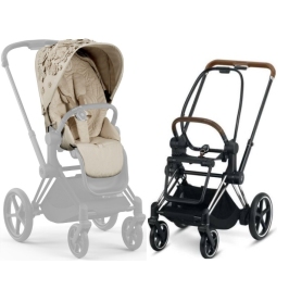 Cybex e-Priam Pale Blush Simply Flowers Chrome brown frame Прогулочная Коляска