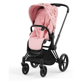 Cybex e-Priam Pale Blush Simply Flowers Matt black frame Прогулочная Коляска