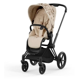 Cybex e-Priam Pale Blush Simply Flowers Matt black frame Прогулочная Коляска