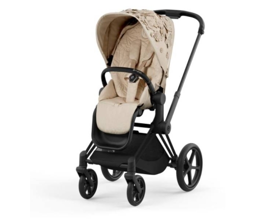 Cybex e-Priam Pale Blush Simply Flowers Matt black frame Pastaigu Ratiņi