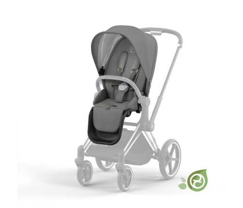 Cybex e-Priam Pearl Grey Eco/ Conscious Chrome black frame Pastaigu Ratiņi