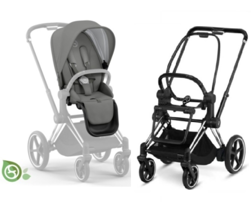 Cybex e-Priam Pearl Grey Eco/ Conscious Chrome black frame Прогулочная Коляска