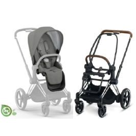 Cybex e-Priam Pearl Grey Eco/ Conscious Chrome brown frame Прогулочная Коляска