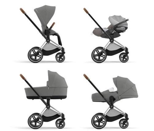 Cybex e-Priam Soho Grey Chrome brown frame Прогулочная Коляска