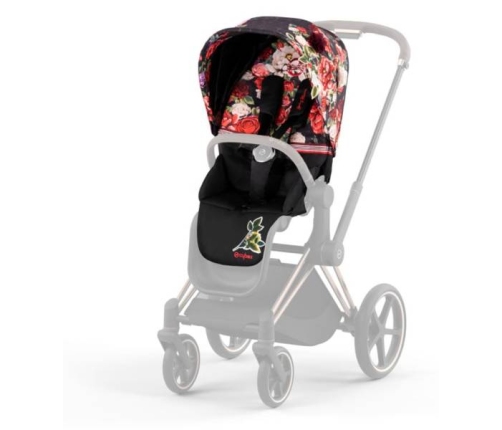 Cybex e-Priam Spring Blossom Dark Chrome black frame Pastaigu Ratiņi