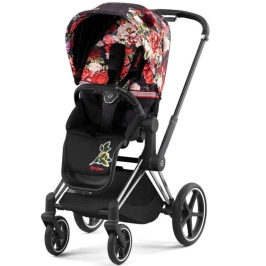 Cybex e-Priam Spring Blossom Dark Chrome black frame Pastaigu Ratiņi