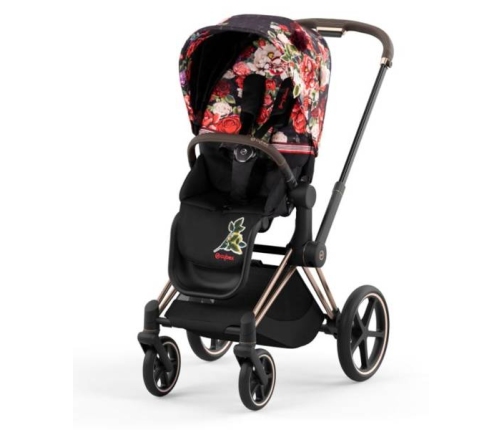 Cybex e-Priam Spring Blossom Dark Rosegold frame Pastaigu Ratiņi