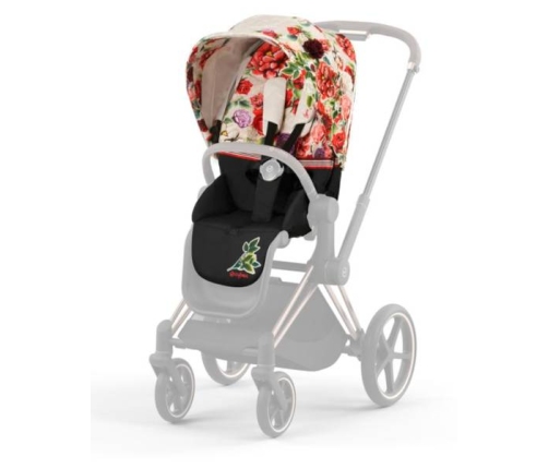 Cybex e-Priam Spring Blossom Light Chrome black frame Pastaigu Ratiņi