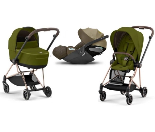 Cybex Mios 3.0 + Cloud Z2 i-Size Khaki Green + Rose gold frame Bērnu Ratiņi 3in1