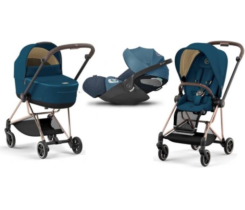 Cybex Mios 3.0 + Cloud Z2 i-Size Mountain Blue + Rose gold frame Bērnu Ratiņi 3in1