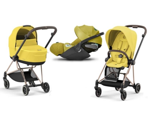 Cybex Mios 3.0 + Cloud Z2 i-Size Mustard Yellow + Rose gold frame Детская Коляска 3in1