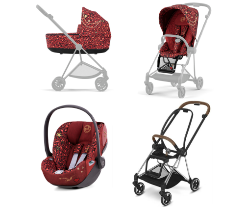 Cybex Mios 3.0 + Cloud Z2 i-Size Rosenrot Red + Chrome brown frame Bērnu Ratiņi 3in1