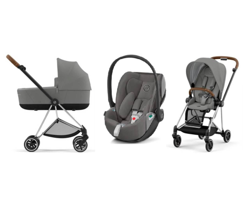 Cybex Mios 3.0 + Cloud Z2 i-Size Soho Grey + Chrome brown frame Bērnu Ratiņi 3in1