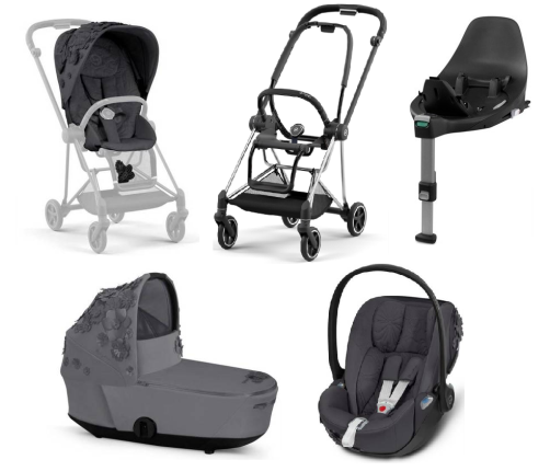 Cybex Mios 3.0 Dream Grey Simply Flowers + Cloud Z I-Size + Chrome Black frame Bērnu Ratiņi 4in1