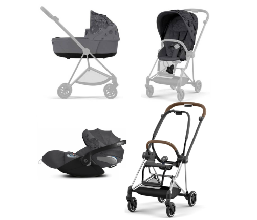 Cybex Mios 3.0 Dream Grey Simply Flowers + Cloud Z i-Size + Chrome Brown frame Детская Коляска 3in1