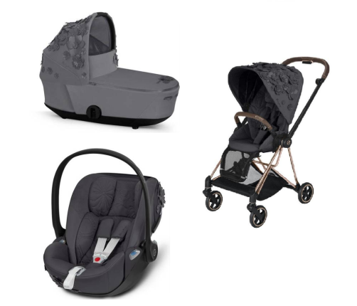 Cybex Mios 3.0 Dream Grey Simply Flowers + Cloud Z I-Size + Rose gold frame Bērnu Ratiņi 3in1