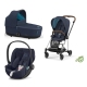 Cybex Mios 3.0 Eco Dark Navy + Cloud Z2 i-Size + Chrome Brown frame Bērnu Ratiņi 3in1