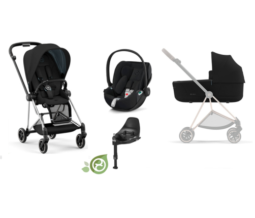 Cybex Mios 3.0 Eco Onyx Black + Cloud Z2 I-Size + Chrome Black frame Детская Коляска 4in1