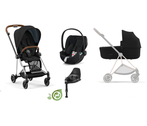 Cybex Mios 3.0 Eco Onyx Black + Cloud Z2 I-Size + Chrome Brown frame Детская Коляска 4in1