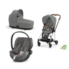 Cybex Mios 3.0 Eco Pearl Grey + Cloud Z2 i-Size + Chrome Brown frame Bērnu Ratiņi 3in1