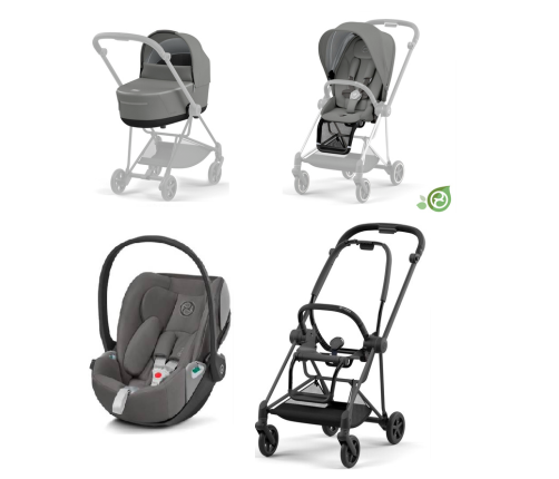 Cybex Mios 3.0 Eco Pearl Grey + Cloud Z2 i-Size + Matt Black frame Bērnu Ratiņi 3in1