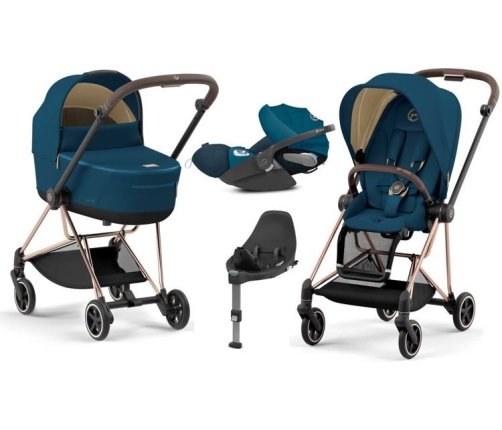 Cybex Mios 3.0 Mountain Blue + Cloud Z I-Size + Rose gold frame Bērnu Ratiņi 4in1