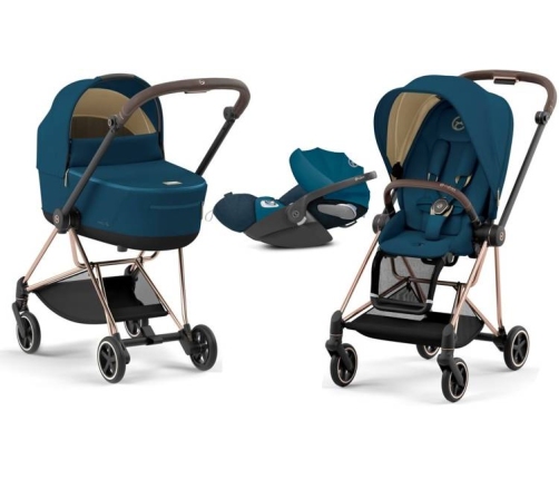 Cybex Mios 3.0 Mountain Blue Plus + Cloud Z I-Size + Rose gold frame Bērnu Ratiņi 3in1