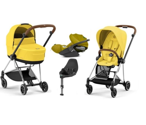 Cybex Mios 3.0 Mustard Yellow + Cloud Z I-Size + Chrome Brown frame Bērnu Ratiņi 4in1