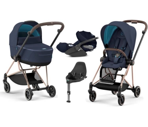 Cybex Mios 3.0 Nautical Blue + Cloud Z I-Size + Rose gold frame Bērnu Ratiņi 4in1