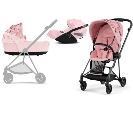 Cybex Mios 3.0 Pale Blush Simply Flowers + Cloud Z I-Size + Matt Black frame Bērnu Ratiņi 3in1