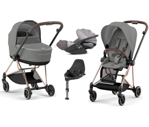 Cybex Mios 3.0 Soho Grey + Cloud Z I-Size + Rose gold frame Bērnu Ratiņi 4in1