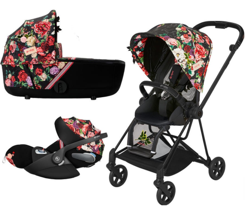 Cybex Mios 3.0 Spring Blossom Dark + Cloud Z i-Size + Matt Black frame Детская Коляска 3in1