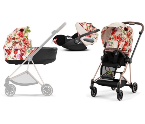 Cybex Mios 3.0 Spring Blossom Light + Cloud Z I-Size + Rose gold frame Bērnu Ratiņi 3in1