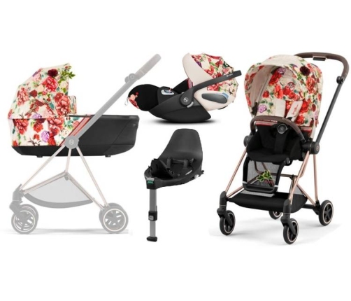 Cybex Mios 3.0 Spring Blossom Light + Cloud Z I-Size + Rose gold frame Детская Коляска 4in1