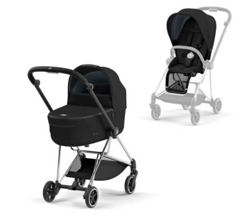 Cybex Mios Deep Black + Chrome Black Frame Bērnu Ratiņi 2in1