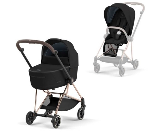 Cybex Mios Deep Black + Rose gold Frame Bērnu Ratiņi 2in1