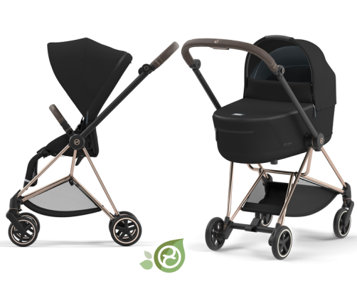 Cybex Mios Eco Onyx Black + Rose gold Frame Bērnu Ratiņi 2in1