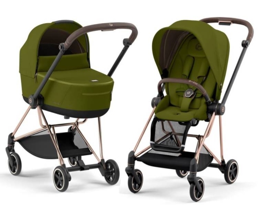 Cybex Mios Khaki Green + Rose gold Frame Bērnu Ratiņi 2in1