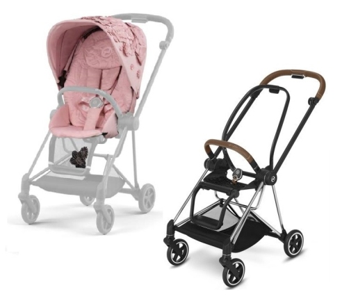 Cybex Mios Pale Blush Simply Flowers + Chrome Brown Frame Прогулочная Коляска