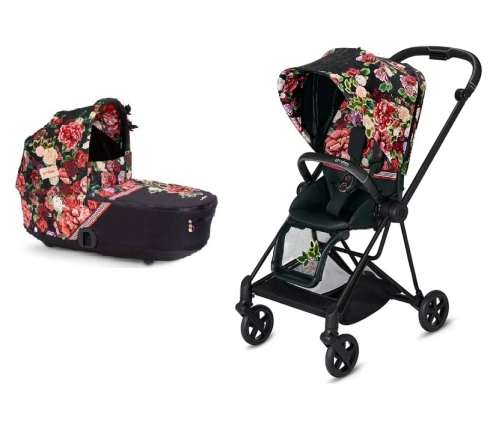 Cybex Mios Spring Blossom Dark + Matt Black Frame Bērnu Ratiņi 2in1