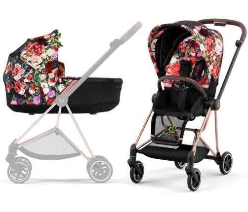 Cybex Mios Spring Blossom Dark + Rose gold Frame Bērnu Ratiņi 2in1