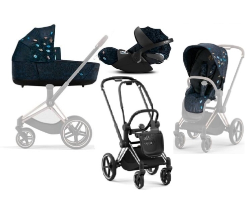 Cybex Priam 4.0 + Cloud Z I-size Chrome black frame Jewels of Nature Bērnu Ratiņi 3in1