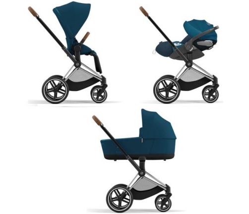 Cybex Priam 4.0 + Cloud Z I-size Chrome brown frame Mountain Blue Детская Коляска 3in1