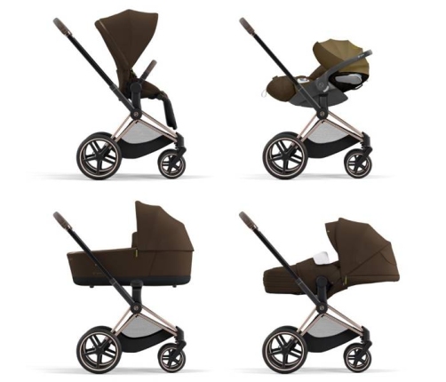 Cybex Priam 4.0 + Cloud Z I-size Gold rose frame Khaki Brown Bērnu Ratiņi 3in1