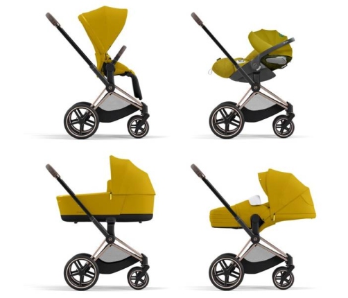 Cybex Priam 4.0 + Cloud Z I-size Gold rose frame Mustard Yellow Bērnu Ratiņi 3in1