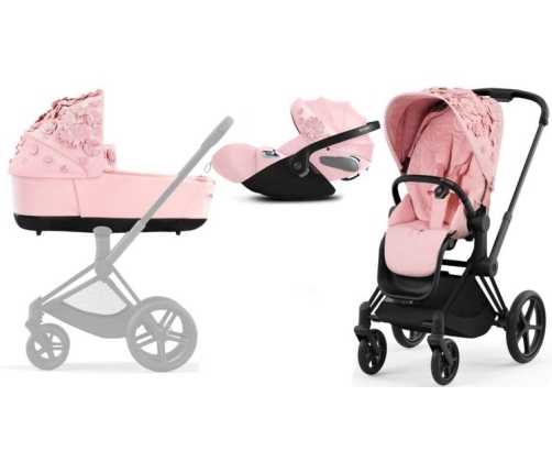 Cybex Priam 4.0 + Cloud Z I-size Matt black frame Pale Blush Simply Flowers Детская Коляска 3in1