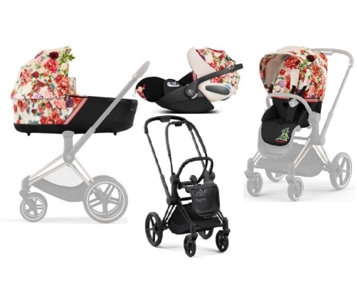 Cybex Priam 4.0 + Cloud Z I-size Matt black frame Spring Blossom Light Детская Коляска 3in1