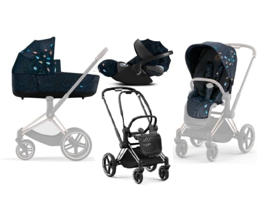 Cybex Priam 4.0 + Cloud Z2 I-size Chrome black frame Jewels of Nature Bērnu Ratiņi 3in1