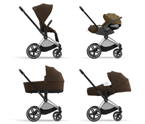 Cybex Priam 4.0 + Cloud Z2 I-size Chrome black frame Khaki Brown Детская Коляска 3in1